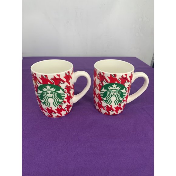 Starbucks Coffee Star Black with Red and What Houndstooth Christmas Coffee Cups - Picture 3 of 13